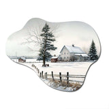 Nebraska Farm In Winter - Asymmetric Metal Wall Art