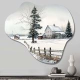 Nebraska Farm In Winter - Asymmetric Metal Wall Art