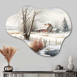 Iowa Farm In Winter - Asymmetric Metal Wall Art