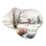 Iowa Farm In Winter - Asymmetric Metal Wall Art