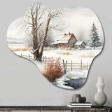 Iowa Farm In Winter - Asymmetric Metal Wall Art