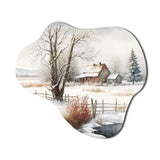 Iowa Farm In Winter - Asymmetric Metal Wall Art