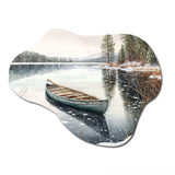 Winter Scene With Canoe IV - Asymmetric Metal Wall Art