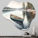 Winter Scene With Canoe IV - Asymmetric Metal Wall Art