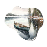 Winter Scene With Canoe IV - Asymmetric Metal Wall Art