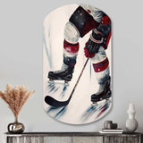 Hockey Player On Ice During Game III - Asymmetric Metal Wall Art