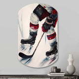 Hockey Player On Ice During Game III - Asymmetric Metal Wall Art