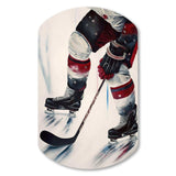 Hockey Player On Ice During Game III - Asymmetric Metal Wall Art