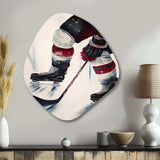 Hockey Player On Ice During Game III - Asymmetric Metal Wall Art