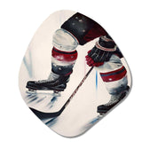 Hockey Player On Ice During Game III - Asymmetric Metal Wall Art