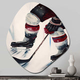 Hockey Player On Ice During Game III - Asymmetric Metal Wall Art