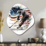 Hockey Player On The Rink During Game I - Asymmetric Metal Wall Art