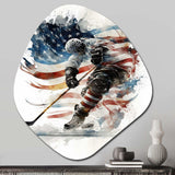 Hockey Player On The Rink During Game I - Asymmetric Metal Wall Art