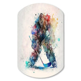 Hockey Goalie During The Hockey Game II - Asymmetric Metal Wall Art