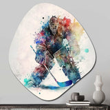 Hockey Goalie During The Hockey Game II - Asymmetric Metal Wall Art