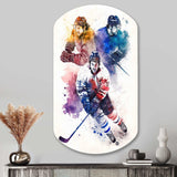 Three Hockey Players During Game I - Asymmetric Metal Wall Art