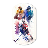 Three Hockey Players During Game I - Asymmetric Metal Wall Art