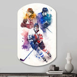 Three Hockey Players During Game I - Asymmetric Metal Wall Art