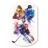 Three Hockey Players During Game I - Asymmetric Metal Wall Art