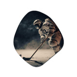 Spaceman Playing Hockey - Asymmetric Metal Wall Art