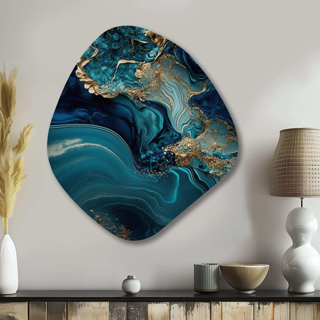 Abstract Geode Turquoise I - Asymmetric Metal Wall Art