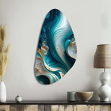 Abstract Geode Turquoise III - Asymmetric Metal Wall Art