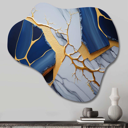Abstract Geode Blue I - Asymmetric Metal Wall Art