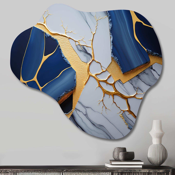 Abstract Geode Blue I - Asymmetric Metal Wall Art