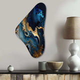 Abstract Geode Marble Blue III - Asymmetric Metal Wall Art