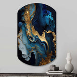 Abstract Geode Marble Blue III - Asymmetric Metal Wall Art