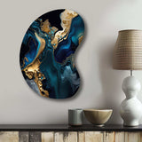 Abstract Geode Marble Blue IV - Asymmetric Metal Wall Art