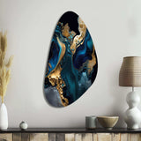 Abstract Geode Marble Blue IV - Asymmetric Metal Wall Art