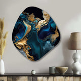 Abstract Geode Marble Blue IV - Asymmetric Metal Wall Art