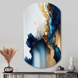 Abstract Geode Gold And Blue Marble I - Asymmetric Metal Wall Art