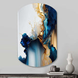 Abstract Geode Gold And Blue Marble I - Asymmetric Metal Wall Art