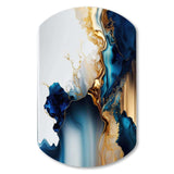 Abstract Geode Gold And Blue Marble I - Asymmetric Metal Wall Art