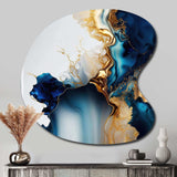 Abstract Geode Gold And Blue Marble I - Asymmetric Metal Wall Art