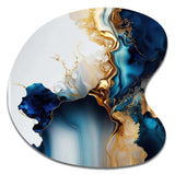 Abstract Geode Gold And Blue Marble I - Asymmetric Metal Wall Art