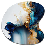 Abstract Geode Gold And Blue Marble I - Asymmetric Metal Wall Art