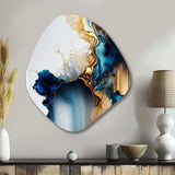 Abstract Geode Gold And Blue Marble I - Asymmetric Metal Wall Art