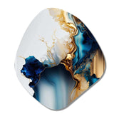 Abstract Geode Gold And Blue Marble I - Asymmetric Metal Wall Art