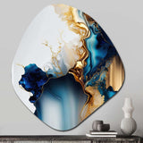 Abstract Geode Gold And Blue Marble I - Asymmetric Metal Wall Art