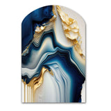 Abstract Geode Gold And Blue Marble II - Asymmetric Metal Wall Art