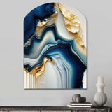 Abstract Geode Gold And Blue Marble II - Asymmetric Metal Wall Art