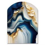 Abstract Geode Gold And Blue Marble II - Asymmetric Metal Wall Art