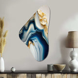 Abstract Geode Gold And Blue Marble II - Asymmetric Metal Wall Art