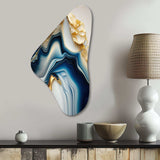 Abstract Geode Gold And Blue Marble II - Asymmetric Metal Wall Art