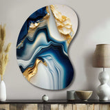 Abstract Geode Gold And Blue Marble II - Asymmetric Metal Wall Art