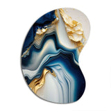 Abstract Geode Gold And Blue Marble II - Asymmetric Metal Wall Art