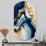 Abstract Geode Gold And Blue Marble II - Asymmetric Metal Wall Art